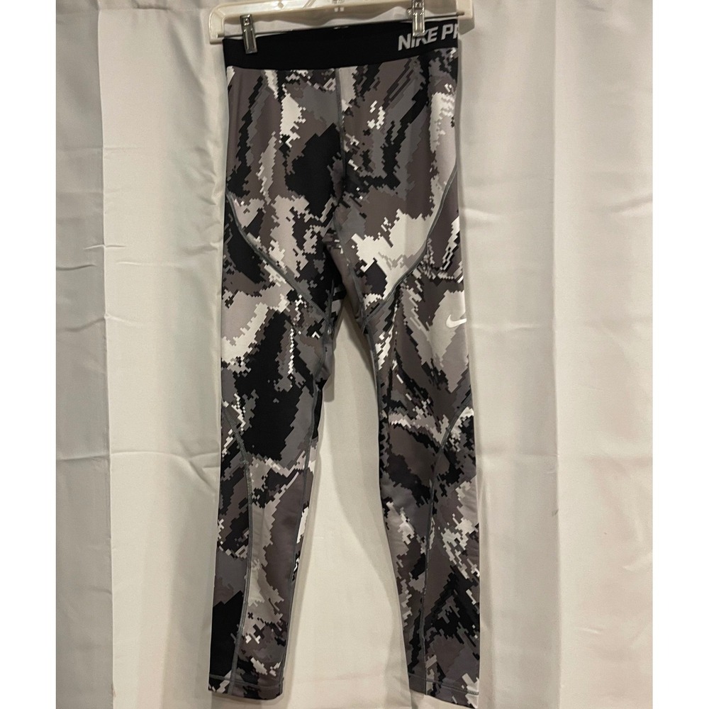 Nike Pro Hyperwarm Leggings Mens Medium Grey Black Digi Camo Athletic Tights